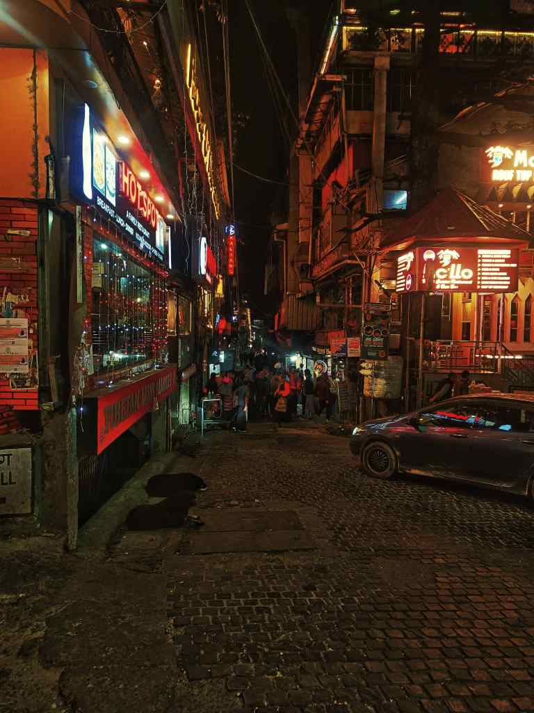 McLeodganj town center at night